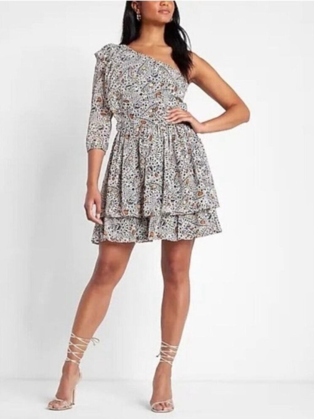 Rachel Zoe Cocktail Dress Large One Shoulder Semi Formal Vacation Cruise Mini